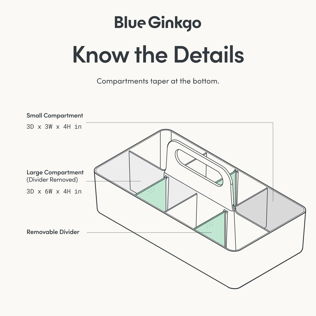BLUE GINKGO Stackable Organizer Caddy, Long, Yellow, Made in Korea