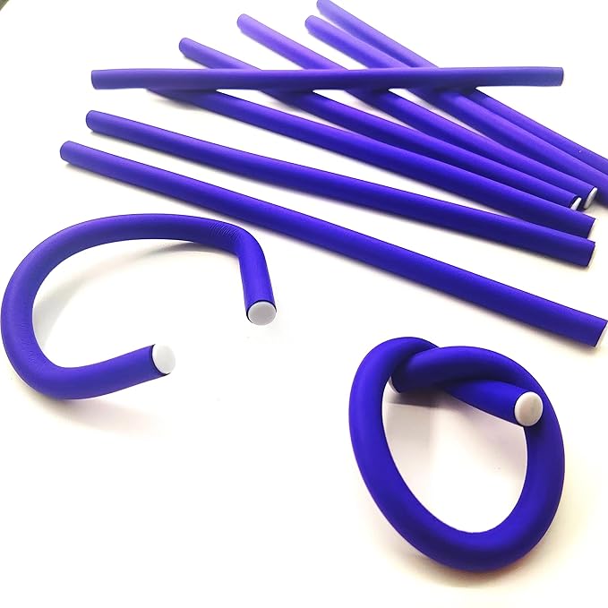 10 Pieces Flexible Curling Rods Twist Foam Hair Rollers Soft No Heat Curlers for Long & Short Women's Hair (0.31 x 9.4 Purple, Hot Curly Style)
