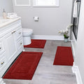 SHACOS Red Bathroom Rugs Sets 3 Piece Small Bath Mat U Shaped Toilet Rug