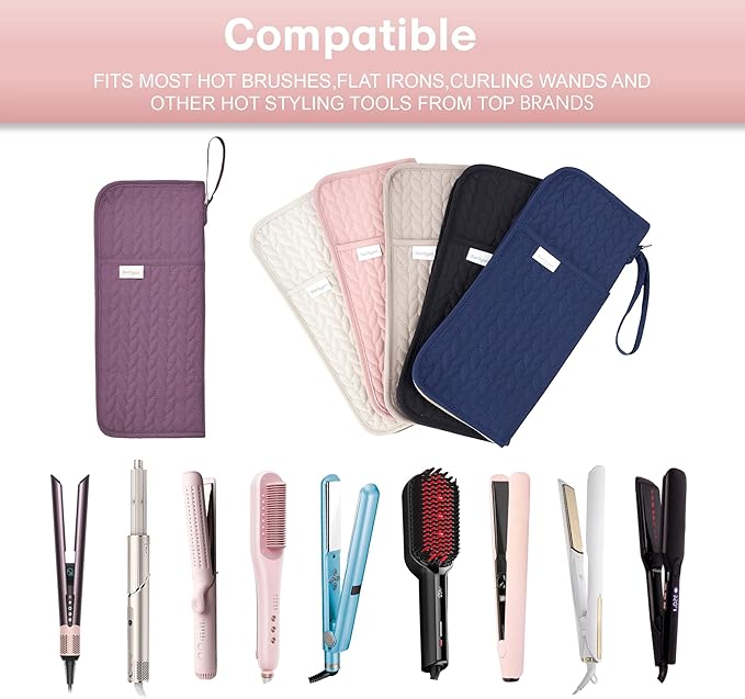 KarSyon Hot Tools Organizer Heat Resistant Mat Case Hair Tools Holder Travel Bag Portable Hair Styling Tools Cover Pouch for Curling Iron,Flat Iron,Hair Straightener (Purple)