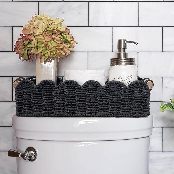 CubesLand Bathroom Basket Organizer, Toilet Tank Paper Storage Baskets 2PK