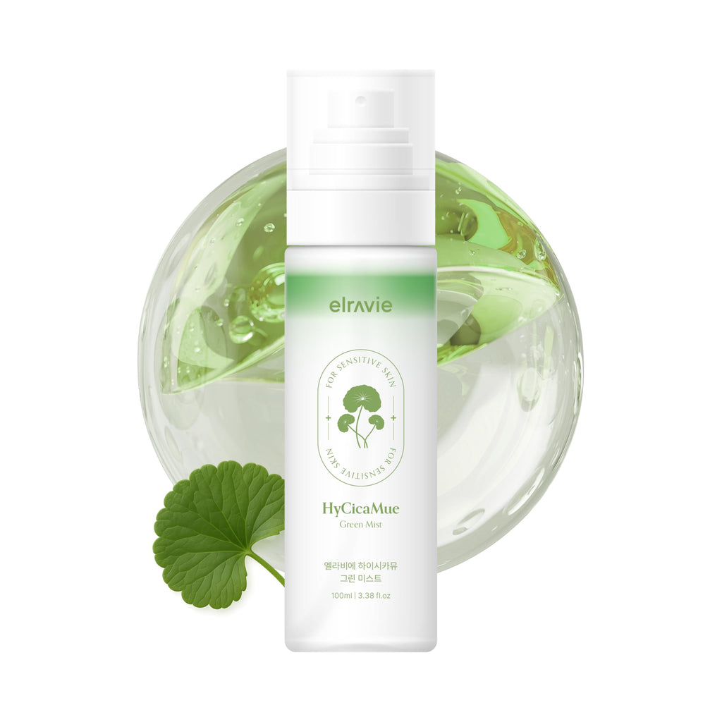 elravie HyCicaMue Green Face Mist | Calming Spray | 3.38 oz (100ml)