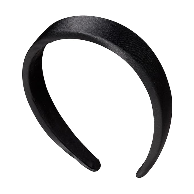 Goody Ouchless Hold Soft Padded Headband, Black, Stylish & Lightweight Damage-Free Satin Headbands for Women & Men, All-Day Comfort, Hair Accessories for All Occasions, All Hair Types