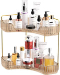 GTI 2 Tier Makeup Organizer, Large Capacity Bathroom Counter Organizer, Perfume Cosmetics Skincare Vanity Organizers, Dresser Countertop Organizer and Storage for Women (Amber)