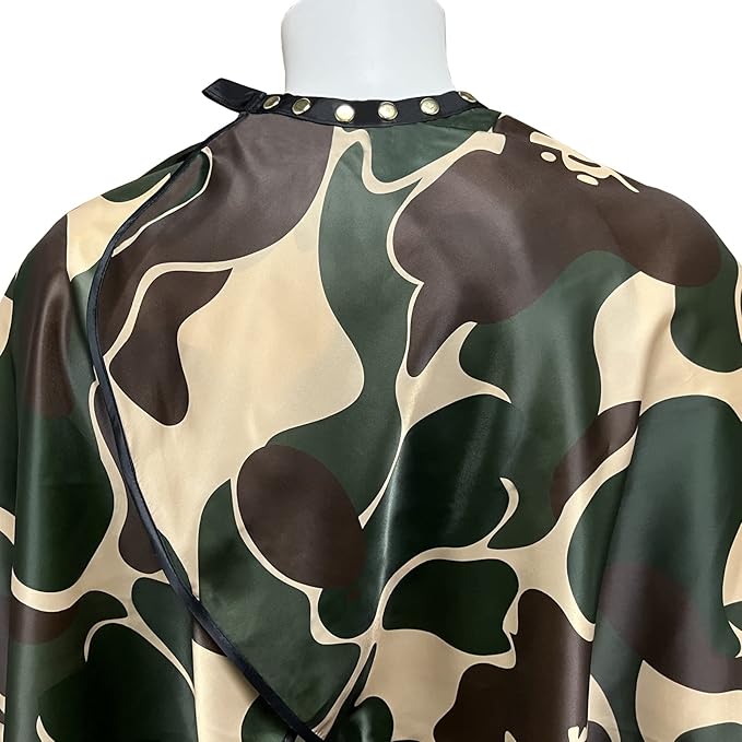 Barbohoo Barber Cape for Men Professional Hair Cutting Salon Cape with Snap Closures Waterproof Large Hairdressing Styling Cape Gown for Barber- 63”× 56” (New Camouflage A)