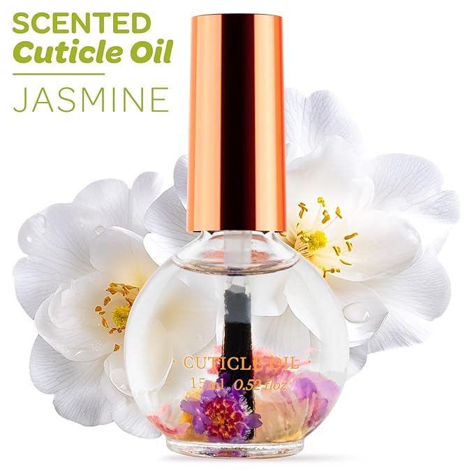 Cuticle Oil, Jasmine Cuticle Nail Oil Infused with Real Flowers 15ml