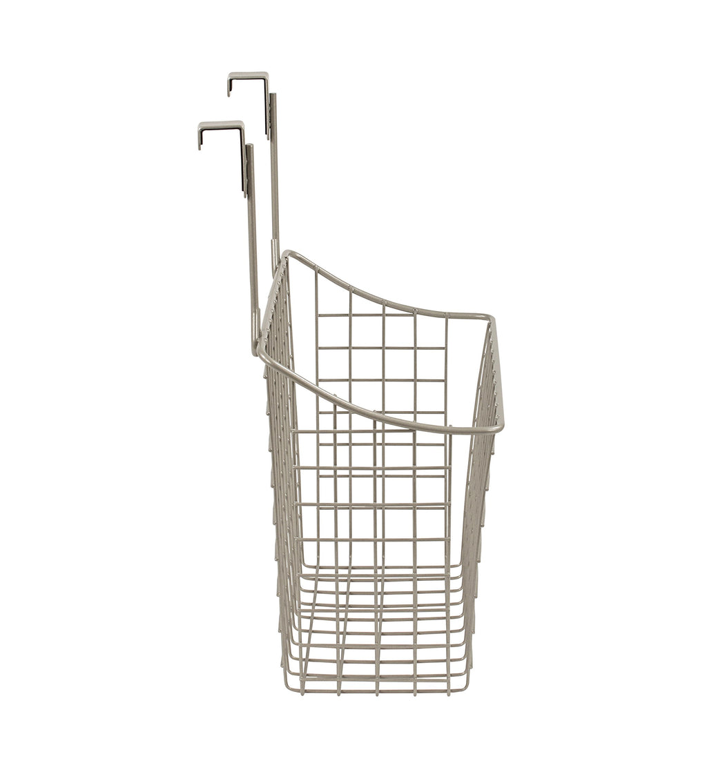 Spectrum Hanging Baskets for Organizing (Large, Satin Nickel) - Grid Over the Cabinet Wire Basket for Kitchen or Bathroom - Door Hanging Storage Organizer for Cleaning Supplies, Washcloths, & Towels