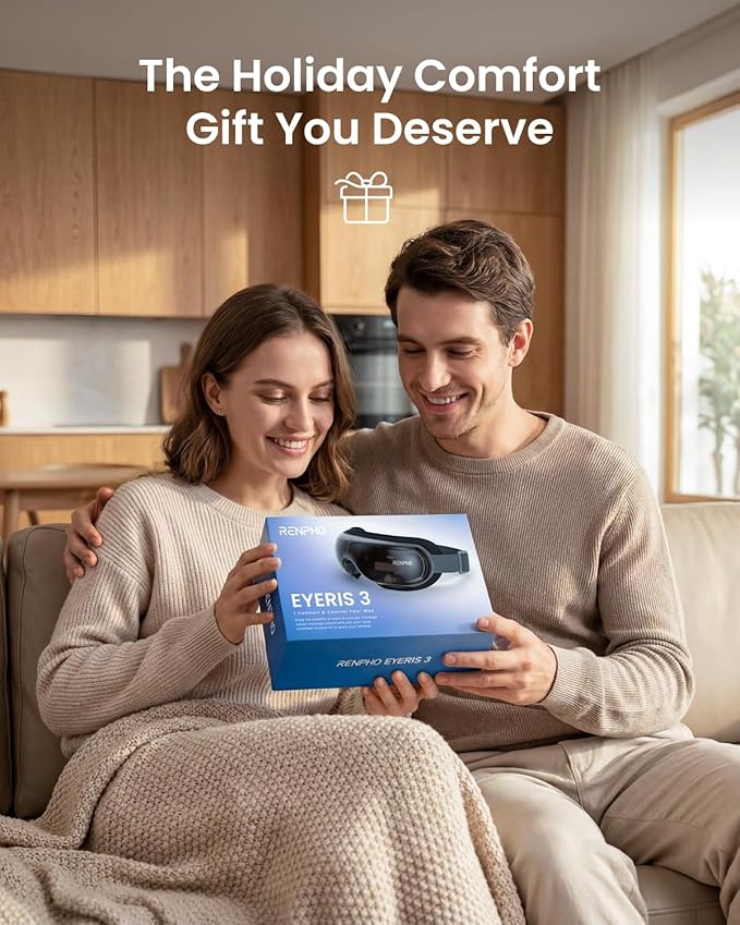 RENPHO Eye Massager with Heat and Cooling Voice Control, Birthday Gifts for Women Men, FSA Eligible HSA, Massaging Eye Mask for Dry Eyes Head Tension and Stress Relief - Eyeris 3