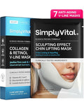 V Line Lifting Mask with Collagen, Retinol & Hyaluronic Acid - Caffeine, Niacinamide Visible Neck Tightening and Chin Lifting Mask for Women - Double Chin Strap for Face & Jawline Shaper - 7 pcs
