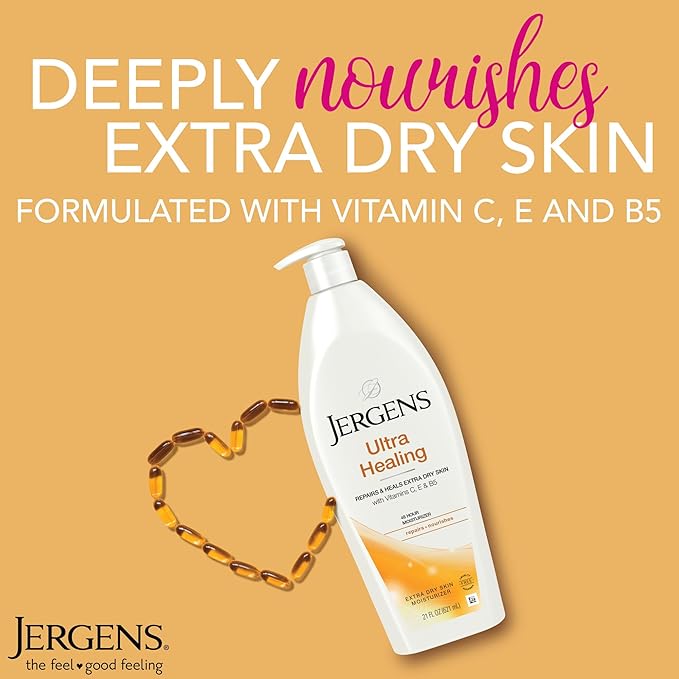 Jergens Ultra Healing Body Lotion, Moisturizer for Dry Skin, 21 fl oz, 3pk