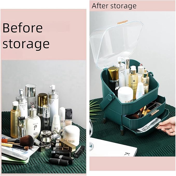 XAIODRAGONSKY Egg Makeup Organizer, Egg Shape(Oval) Makeup Storage Box Countertop Portable Vanity Cosmetics Organizer