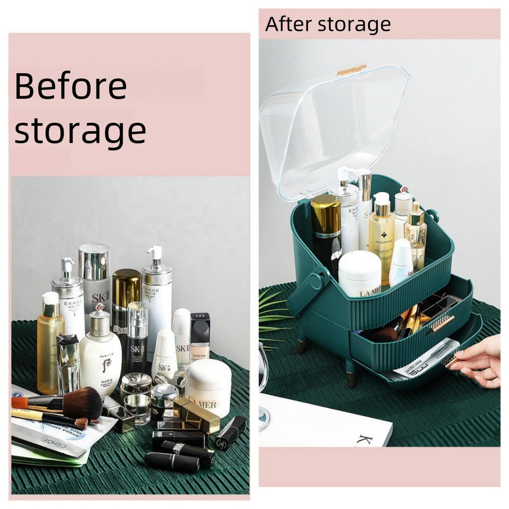 XAIODRAGONSKY Egg Makeup Organizer, Egg Shape(Oval) Makeup Storage Box Countertop Portable Vanity Cosmetics Organizer
