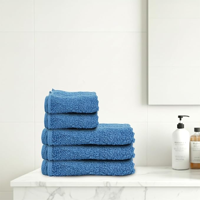 STF Linen 24 Pack Navy Blue Hand Towel 100% Cotton Spa Towel – 16x26 inches Highly Absorbable Facial Towels Gym, Hair Towel and Face Towel Bulk Small Towels (Not Bleach Proof)