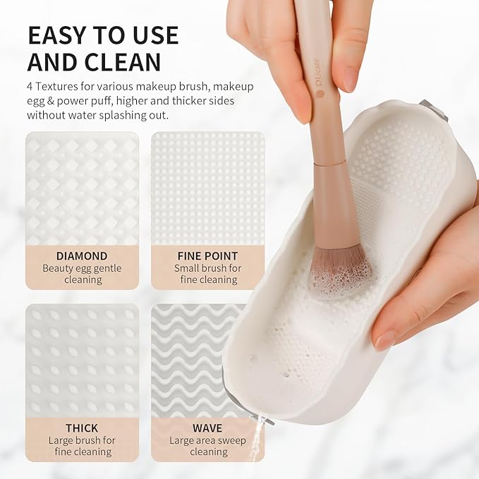 DUcare Makeup Brush Cleaner Mat 4 in 1 Silicone Makeup Brush Cleaner Bowl Cosmetic Brushes Cleaning Tool Organizer for Storage and Air Drying