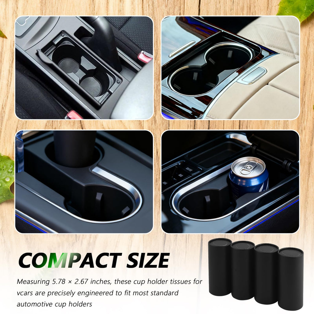 VKQTS 4PCS Car Tissue Holder,Pull-Out Cylinder with 30-Count Tissue