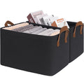 CHICVITA Large Storage Bins for Clothes and Toys, Black Fabric Bin for Living Room, 16 " L x 11" W x 9 " H, 2-Pack