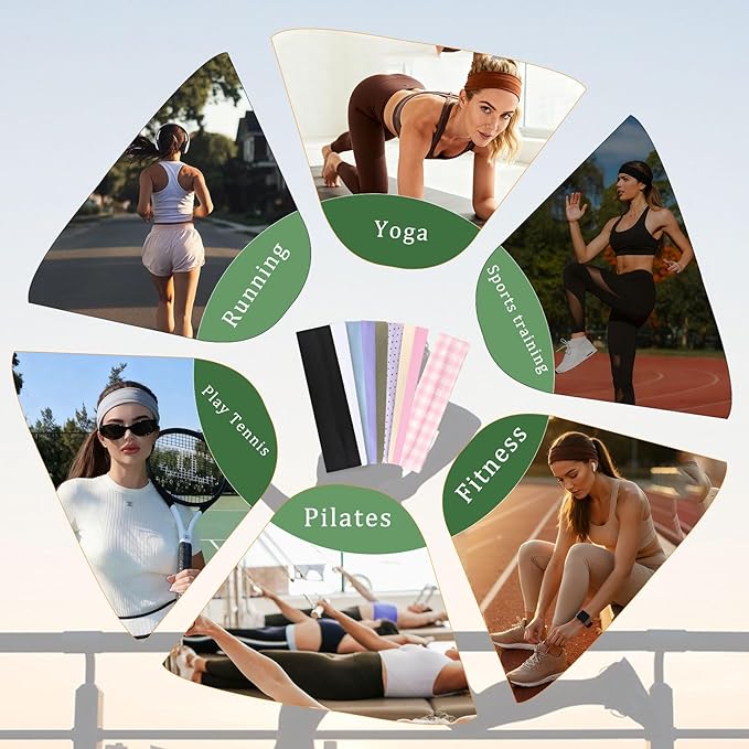9 Pack Headbands for Women Non Slip Elastic Womens Headbands Head Bands for Women's Hair Soft Cotton Cloth Fashion Headband for Daily Workout Sports Running Yoga