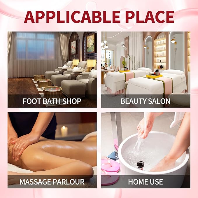 nbc BeautiLab Pedicure Kit Foot Soak Set: Bubble Salt, Sugar Scrub, Massage Mask, Massage Lotion in a Box, 4 Step Foot Spa Kit for Dry Feet,Tired Feet（3 Set Pomegranate)