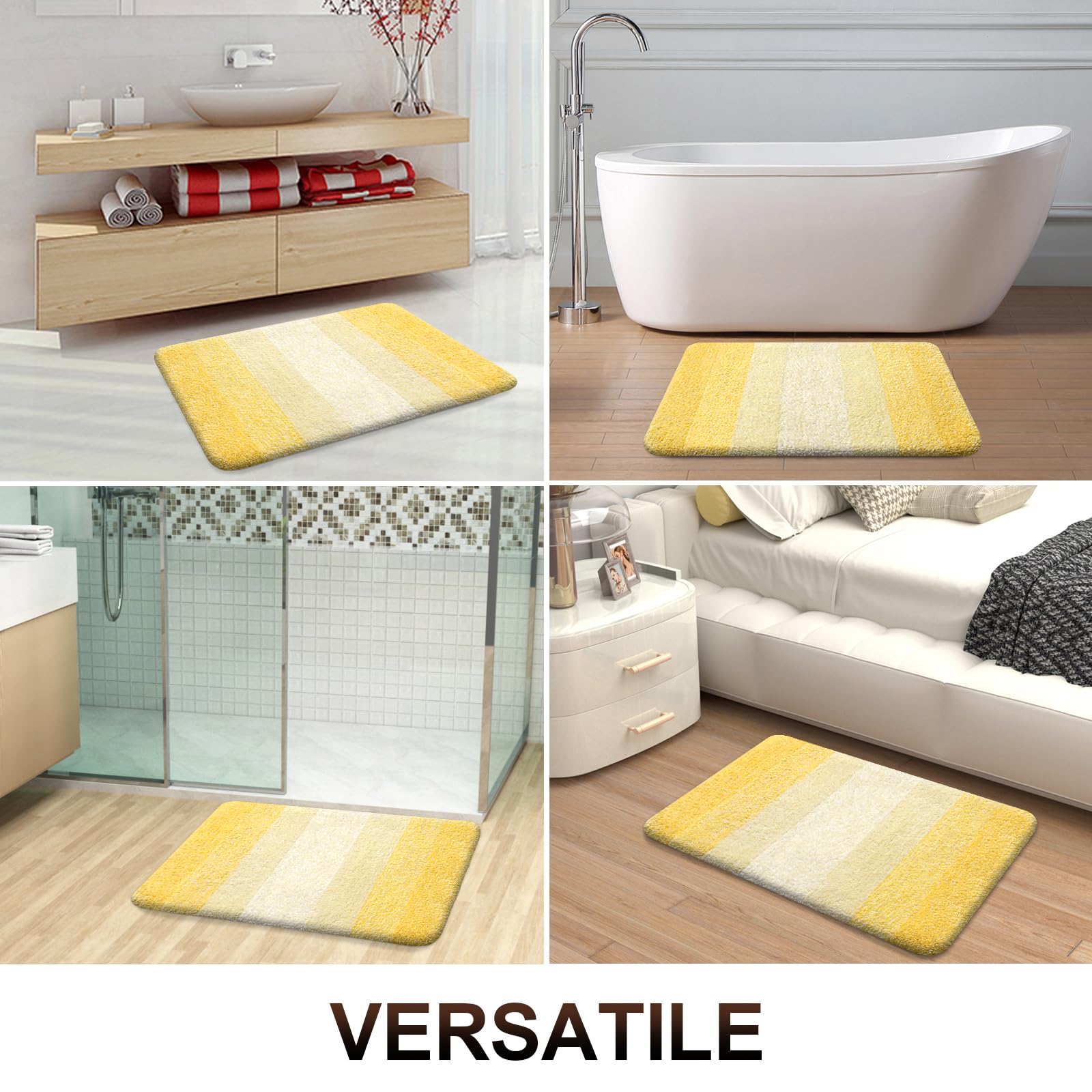 OLANLY Microfiber Bathroom Rugs Sets 3 Piece, 47"x20"+24"x16"+24"x20"