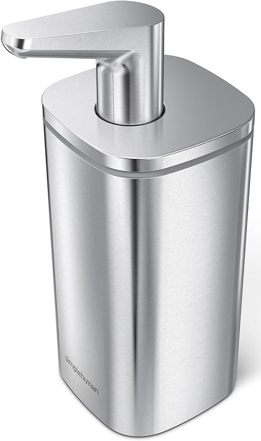 simplehuman 10 oz. Pulse Pump, Liquid Soap Dispenser, Drip Free Hand Soap Pump, Brushed Stainless Steel