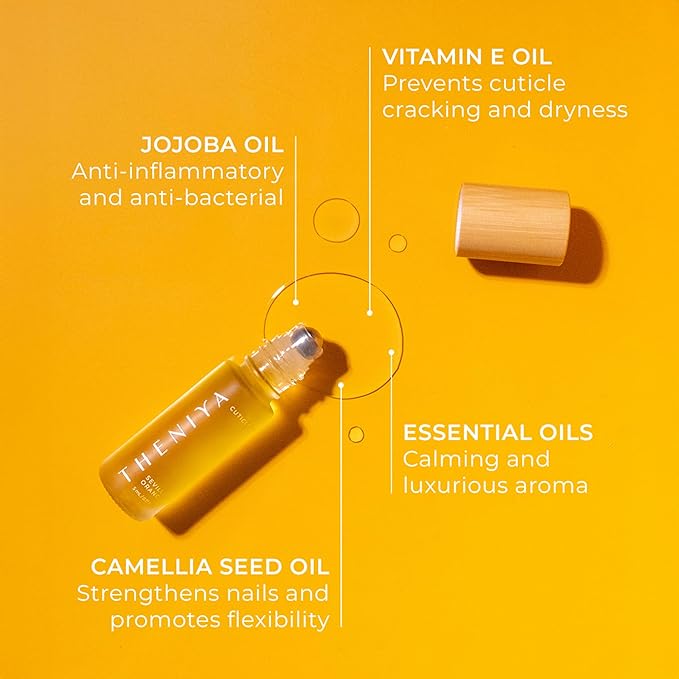 Organic Cuticle Oil Made in USA | Hydrating Roll-On Nail & Cuticle Oil with Jojoba Oil & Vitamin E | Vegan, Cruelty-Free | 5mL Travel Sized (Orange Fragrance)