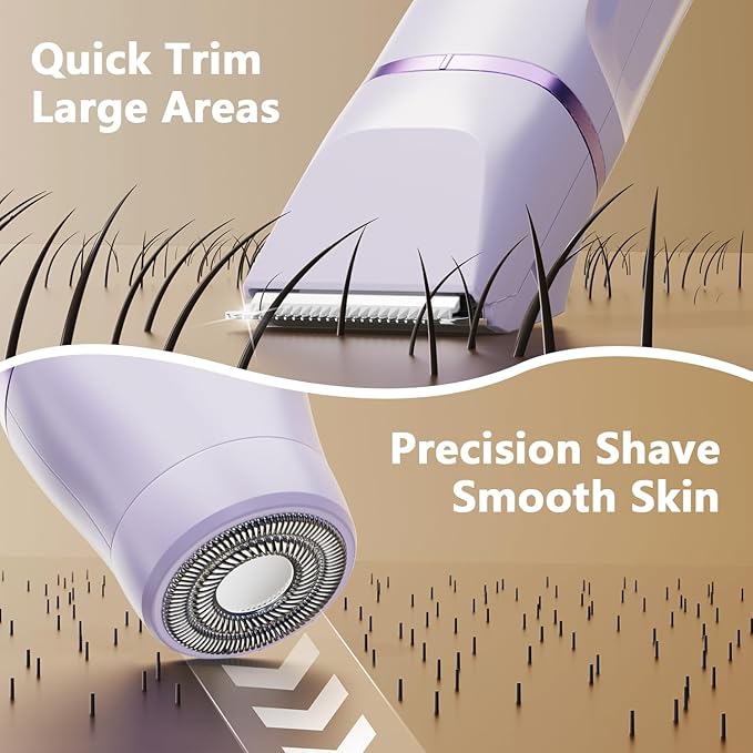 Hair Removal Epilators Bikini Trimmer for Women, Painless Waterproof Electric Foil Shaver Razors for Facial Leg Body Armpit, Ceramic Blade with USB Charging Dock, Travel Grooming Gifts for Her, Purple