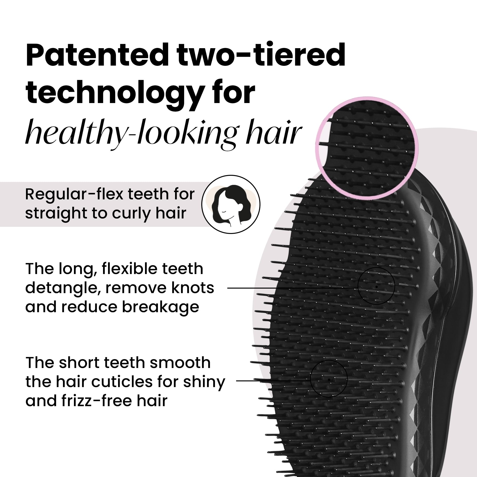 Tangle Teezer Original Detangler Brush for All Hair Types, Panther Black