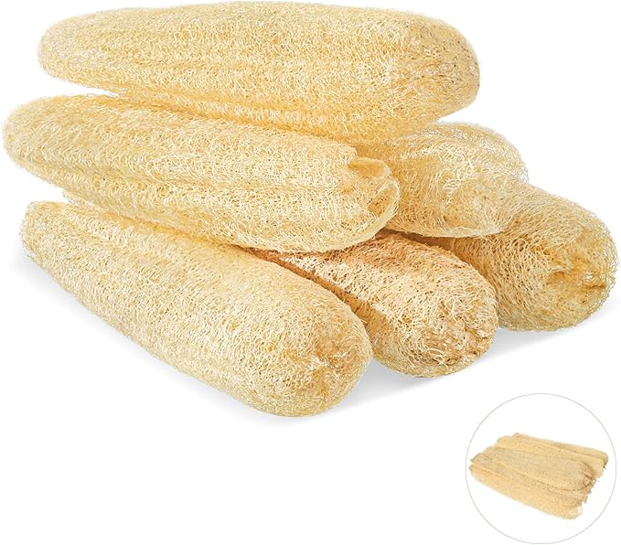 ZhouBoat 6 Pack Natural Loofah Sponge 13.8-15.7 Inches for Men Women