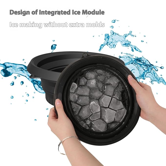 2-Piece Face Ice Bath Bowl Set– Foldable Face Basin with Built-In Ice Tray and 1 Ice Roller for Skincare Massage – Foldable & Portable Bowl for Home Ice Water Facials