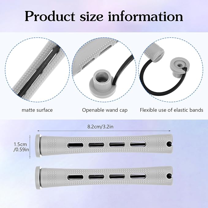 20 Pcs Perm Rods For Short Hair Small Plastic Hair Perming Rods And Rollers Curling Roller Perm Rod Medium For Long Hairs (Grey, 0.59Inch)