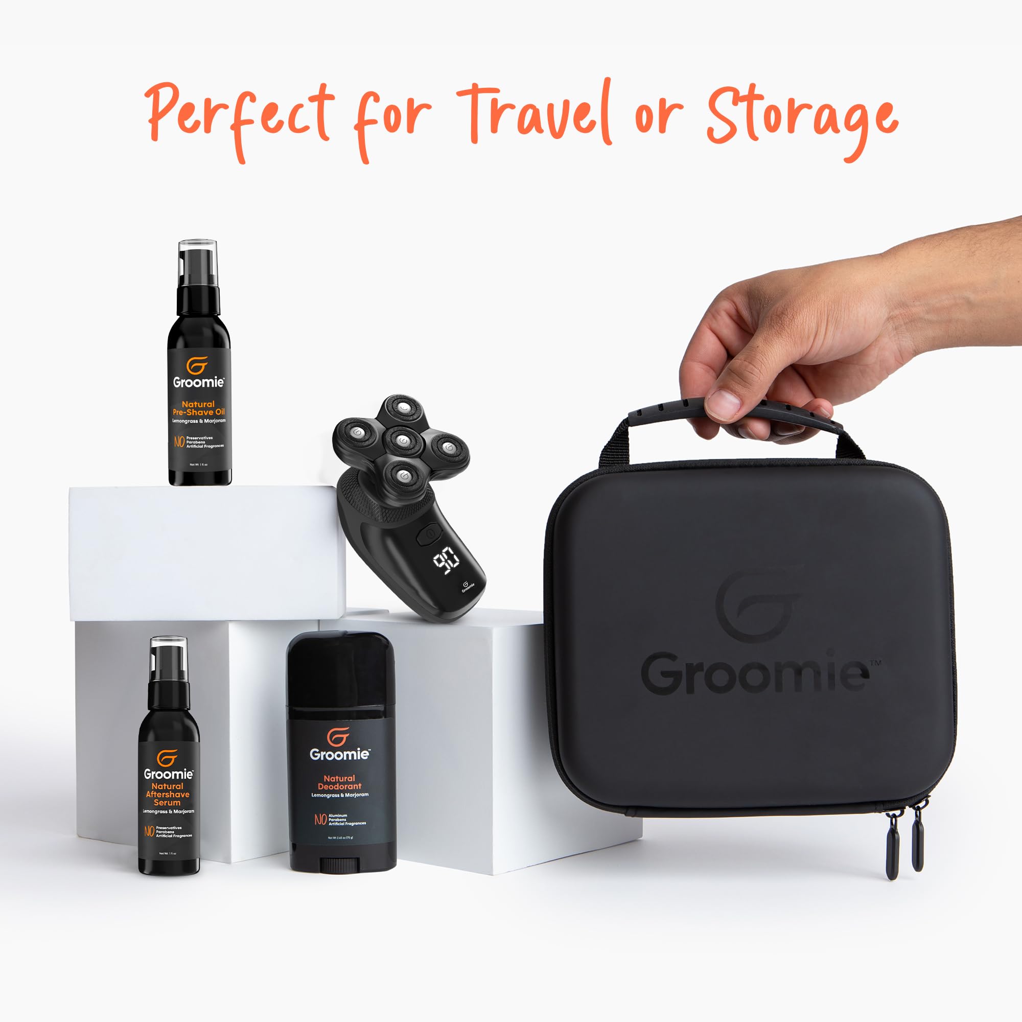 Groomie Travel Case for BaldiePro Electric Head Shaver, Hard Storage Case