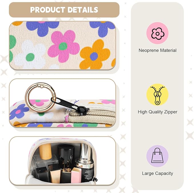 Period Bag for Teen Girls, Neoprene Sanitary Napkin Storage Bag, Cute Menstrual Pad Pouch Tampon Holder (Floral)