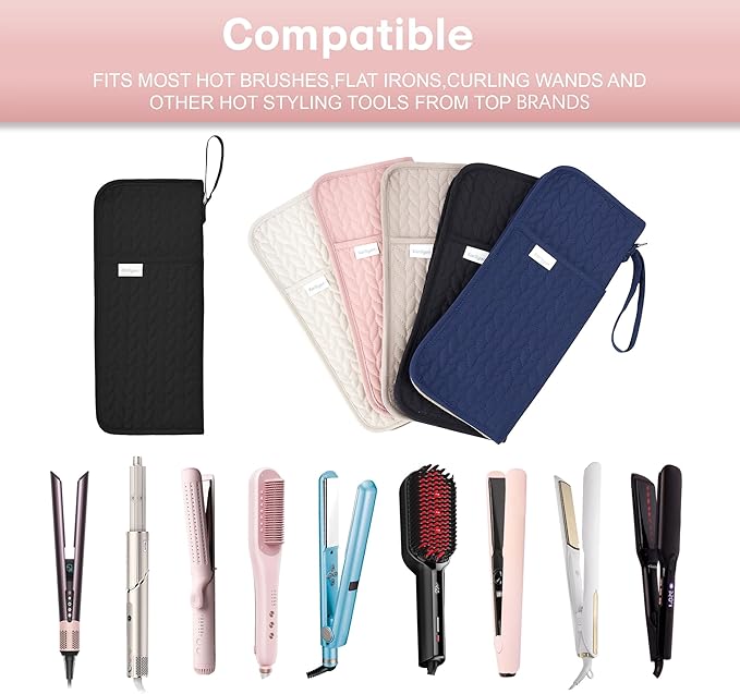 KarSyon Hot Tools Organizer Heat Resistant Mat Case Hair Tools Holder Travel Bag Portable Hair Styling Tools Cover Pouch for Curling Iron,Flat Iron,Hair Straightener (Black)