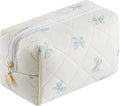 HHQQWZ Makeup Bag Travel Cosmetic Bag for Women Girls, Zipper Make Up Pouch, Floral Flowers Toiletry Organizer Makeup, Portable Storage Bag, Cosmetic Travel Cloth Bag (Blue Bow Tie)