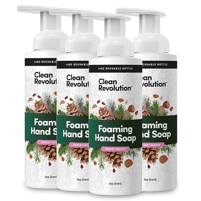 Clean Revolution Foaming Hand Soap Refill with Real Essential Oils, Moisturizing Sulfate-Free Hand Soap, Ready-to-Use Foam Soap Refill for Kitchen & Bathroom (Geranium Mint) 14 oz