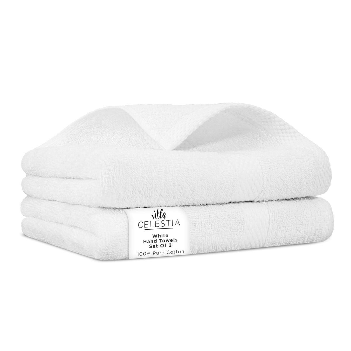 Villa Celestia Cotton Hand Towels Set of 4, 16 x 28, Oeko-TEX Certified, Quick Dry, Sage