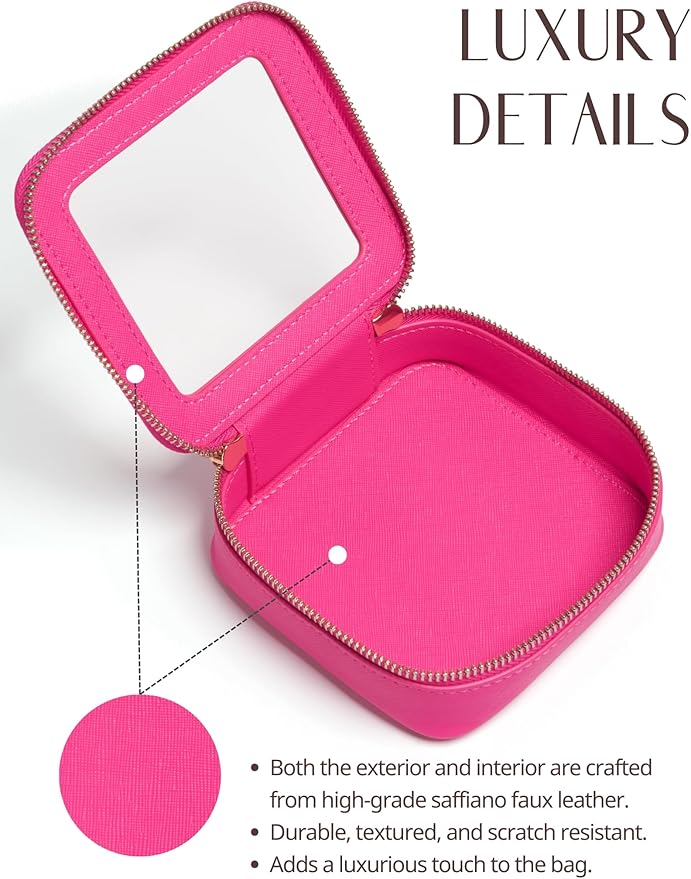 Popvibe Clear Makeup Case Toiletry Bag Travel Medium Clear Cosmetic Bag with Zipper, Make Up Bag Organizer Traveling TSA Approved Transparent Bag Car for Essentials, Mini & Medium, Hot Pink