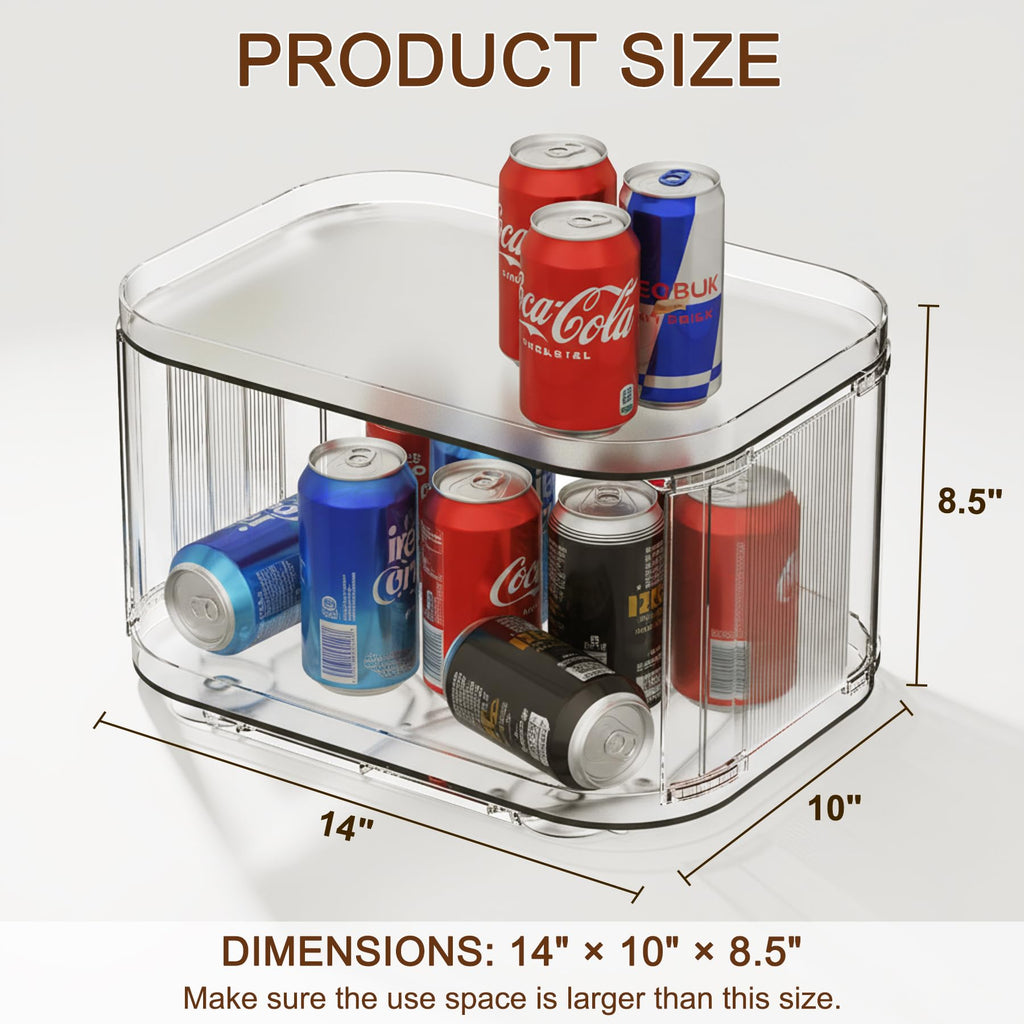 FIRJOY Lazy Susan Organizer for Cabinet, Pantry, Countertop (2 Tier 14" x 10" Clear - 1 Pack, Rectangular)