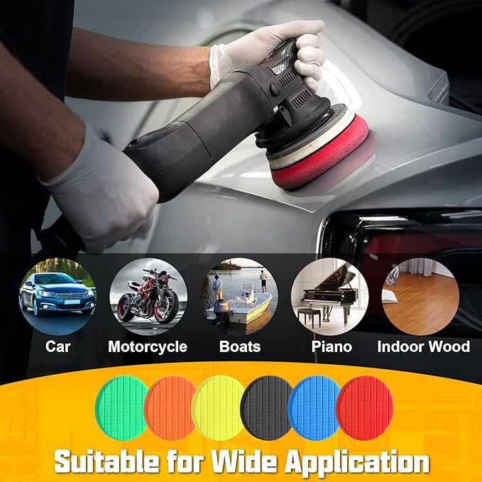 6 PCS Buffing Polishing Pads, 7 Inch Buffing Pads Compound Buffing Sponge Pads Polishing Pad Kit Buffing Pads, Car Professional Set for Buffing, Waxing, Sealing Glaze