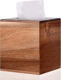KYDIFS Tissue Box Cover Square, Acacia Wood Tissue Box Holder with Slide-Out Bottom, Wooden Tissue Box Cover Cube for Bathroom, Bedroom, Dinner Table, Office,Kitchen
