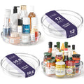 LAMU 4 Pack Lazy Susan Organizer, Clear Lazy Susan Turntable for Cabinet, Refrigerator, Table Top, Kitchen, Bathroom, Pantry Organizers and Storage, 2 Sizes Included 12in, 10.6in