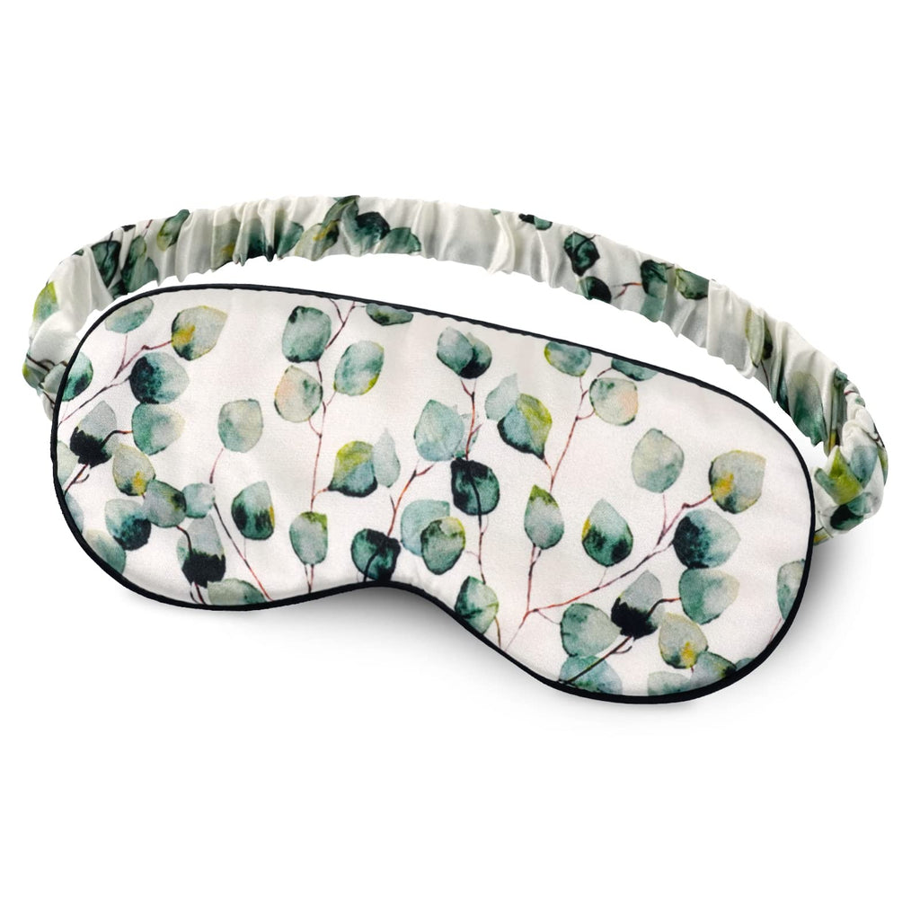 OLESILK 100% Natural Mulberry Silk Sleep Eye Mask Block Out Light, Fashion Printed Eye Mask Blindfold for Women Men Full Night Sleeping, Chic Eye Cover Eyeshade, Pattern 2