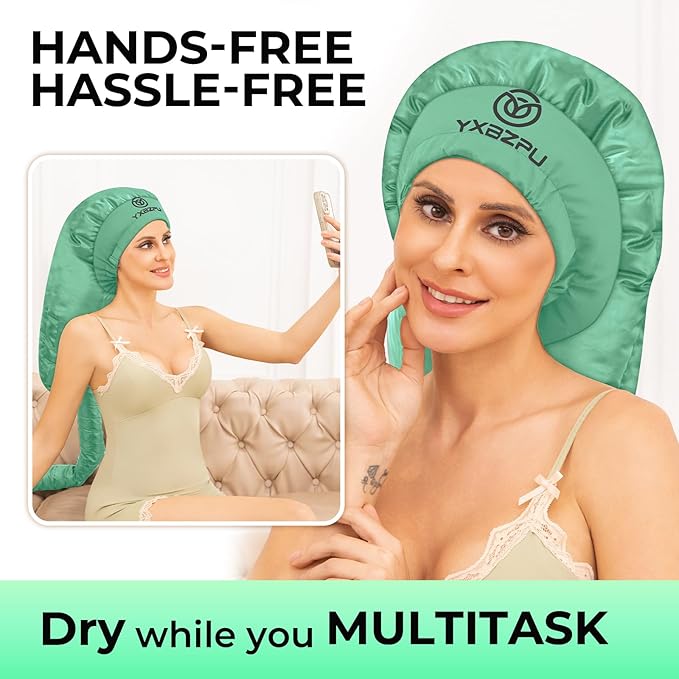 Bonnet Hair Dryer,Hooded Hair Dryer Attachment, Dryer Hooded Diffuser Cap for Curly,Speeds Up Drying Time,Safety Deep Conditioning At Home(Green)