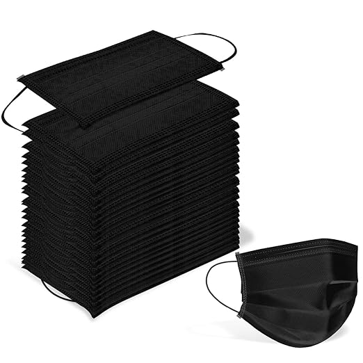 Wecolor 100 PCS Black Masks, Disposable Face Mask, 3 Ply Protection Masks