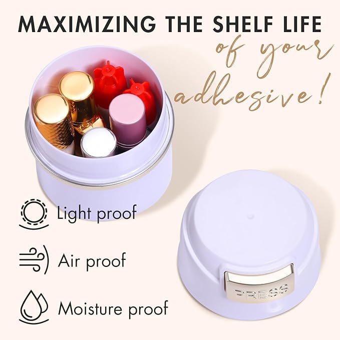 Embagol Eyelash Glue Storage Container Tank - Adhesive Jar Stand Makeup Case Cosmetic Storage Tank - White with Gold