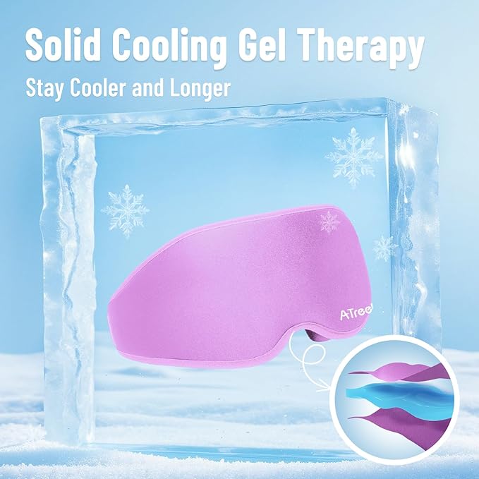 Cooling Eye Mask for Puffy Eyes, Ice Eye Pack After Surgery Relief - Reuable Cold Compress for Dry Eye - Comfortable Perfect Fit Gel Sleep Mask, Purple of 3D