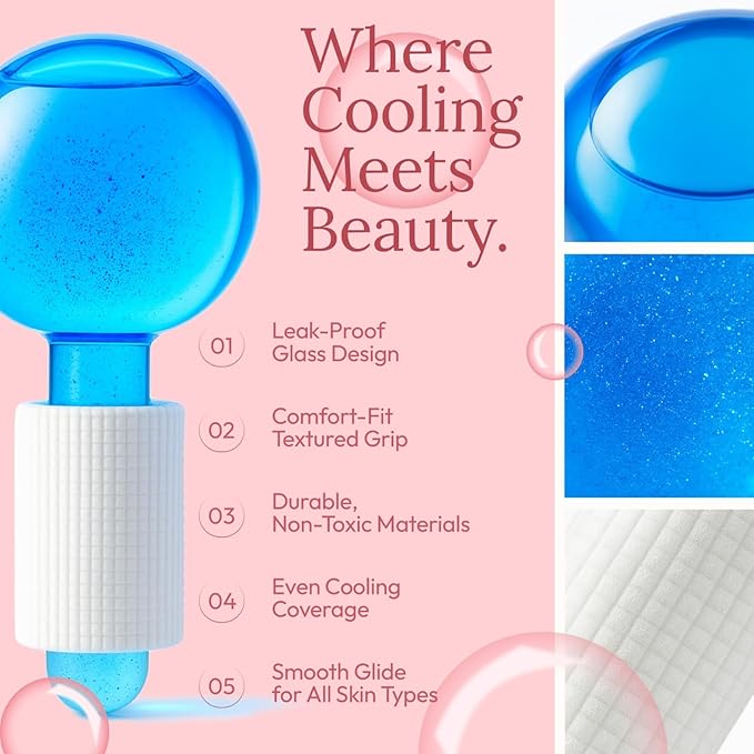 Ice Globes for Face 2 Pcs, Tighten Skin and Reduce Puffiness & Dark Circles, Cold or Hot Skin Massagers, Cold Therapy Globes for Facials, Face Ice Globe for Enhanced Circulation