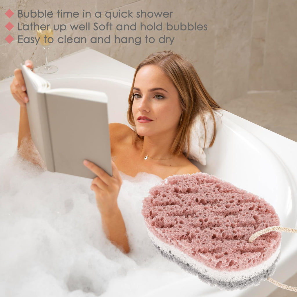 Dimeho 3PCS Bath Sponge for Women, Soft Bath Sponge, 3 Colors, Large Size