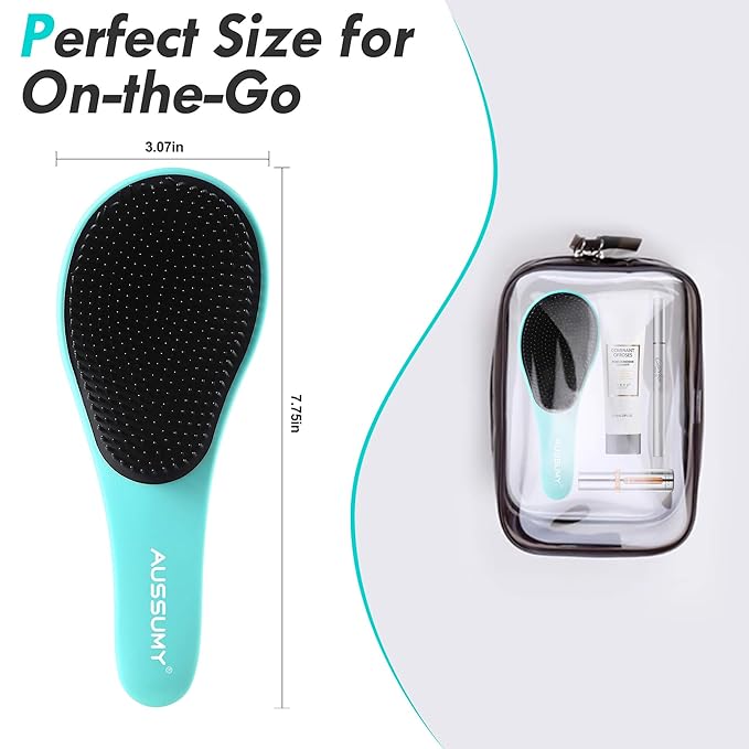 Aussumy Detangling Hair Brush Set - 2 Pack Detangler Hairbrush with Ultra Soft Bristle for Effortless Tangle Removal - For Dry Wet Damaged Curly Hair for Men Women Girls Boys Kids - Blue & Purple
