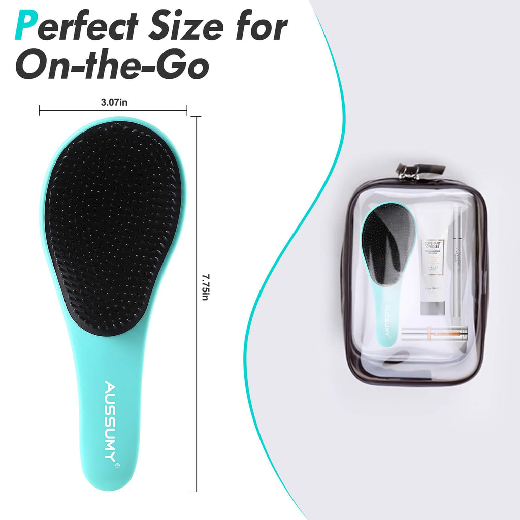 Aussumy Detangling Hair Brush Set - 2 Pack Detangler Hairbrush with Ultra Soft Bristle for Effortless Tangle Removal - For Dry Wet Damaged Curly Hair for Men Women Girls Boys Kids - Purple & Green